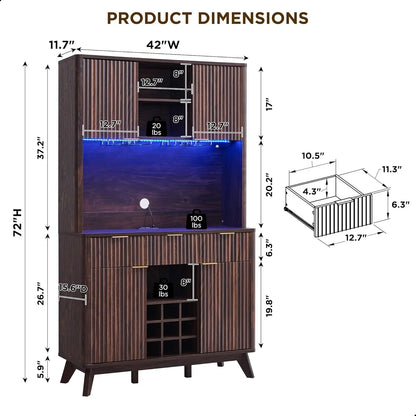72" Modern Wine & Coffee Bar Cabinet