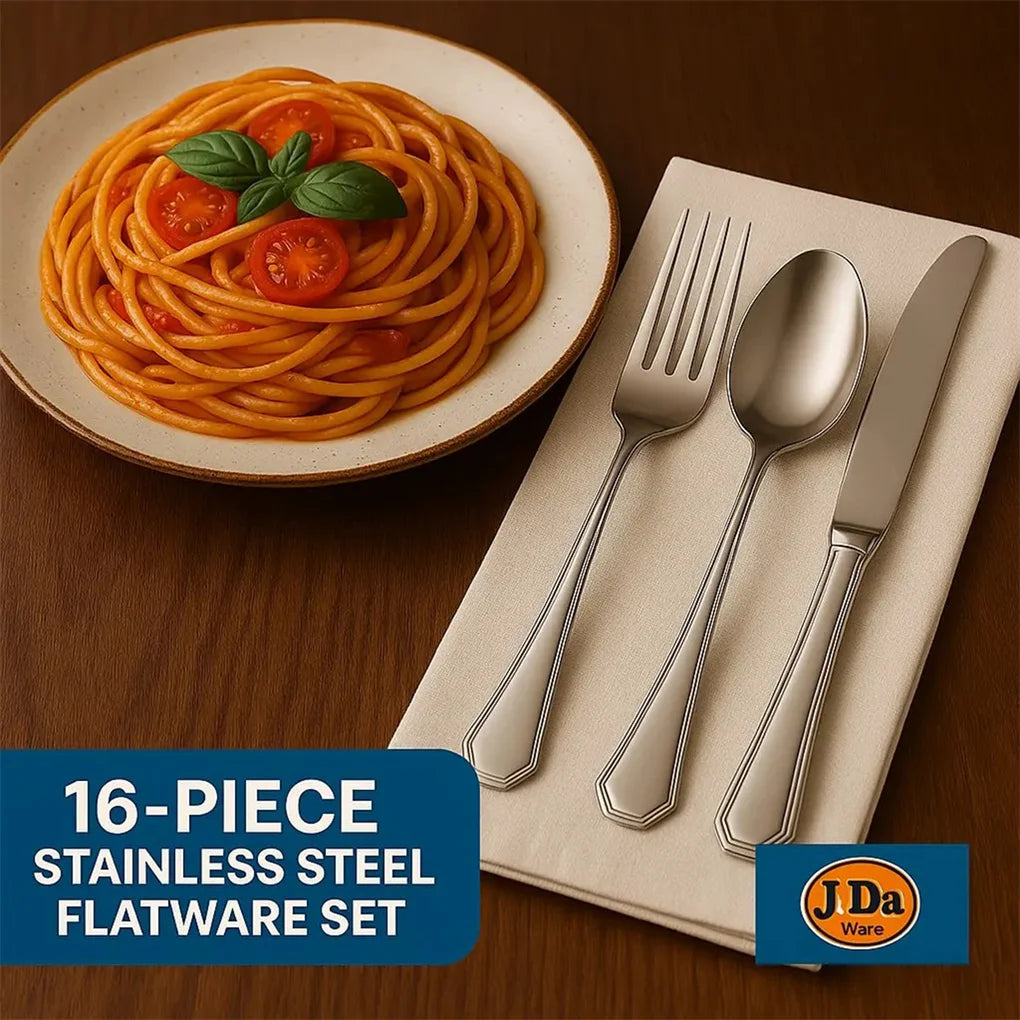 16-Pieces Luxury Premium Silverware Dinnerware Tableware Set