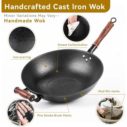 Large Wok Stir Fry Pan Flat Bottom