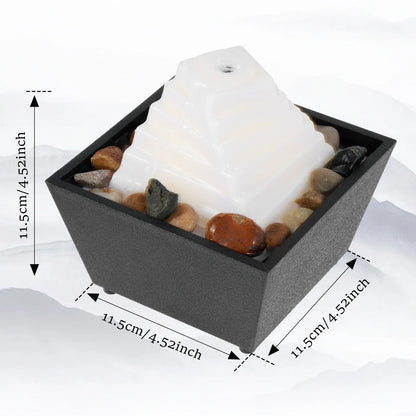 Tabletop Fountain Small Waterfall Fountain Desktop Decor With Light And Pebble USB Powered Sound Relaxation Fountain Ornament