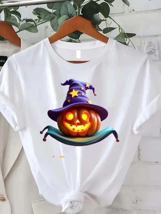Plus Size Round Neck  Halloween  T-Shirt Women