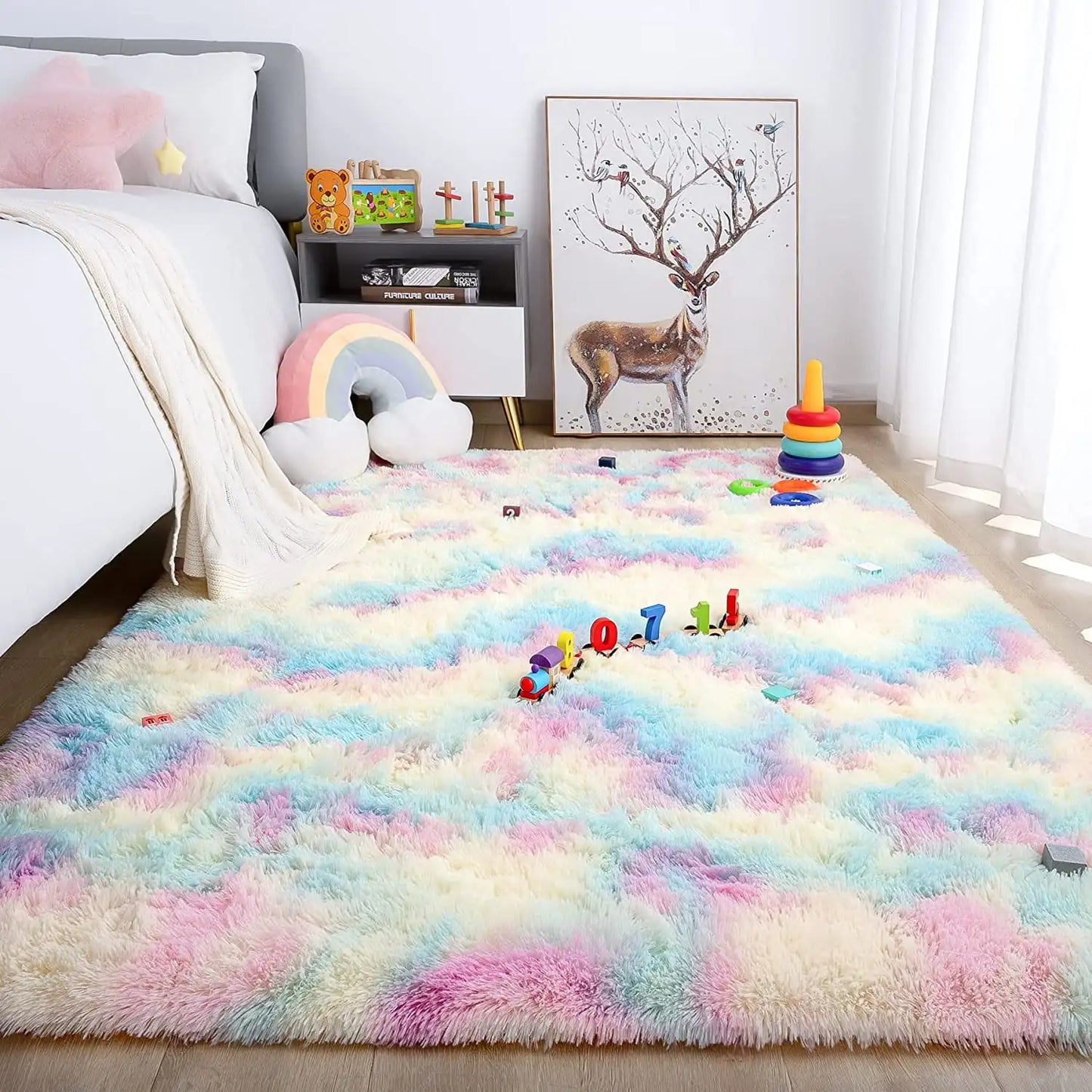 Lochas Super Soft Plush Tie Dye Velvet Rugs for Home Decor Large Size shaggy Rug Fluffy Carpet For Living Room Bedroom Kids Room