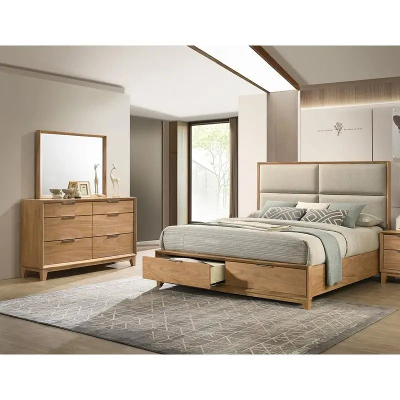Contemporary 6-Drawer Dresser  Natural Wood Finish
