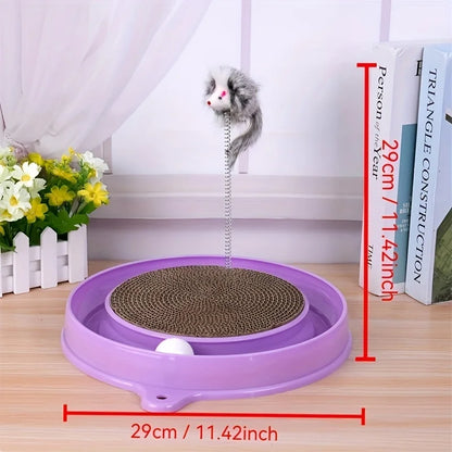 Scratching Cat Toy with Ball Track and Spring