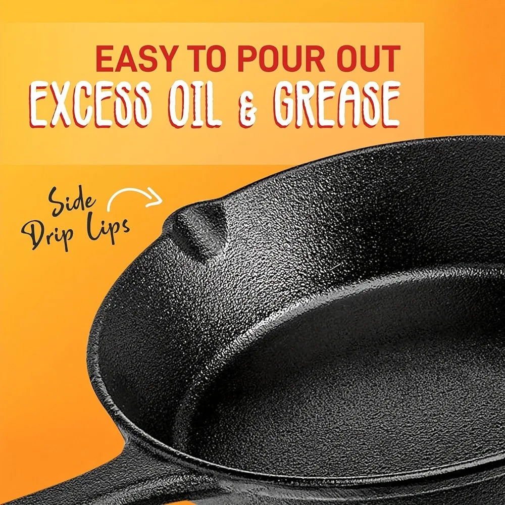 3PCS Cast Iron Skillet Set (6/8/10 Inch)  Pre-Seasoned