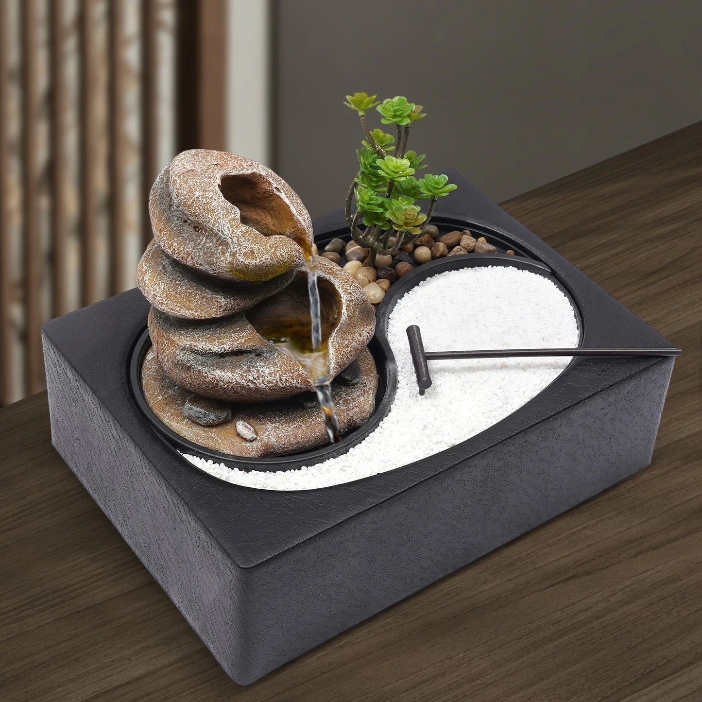 Tabletop Rock Water Fountain  Zen Garden