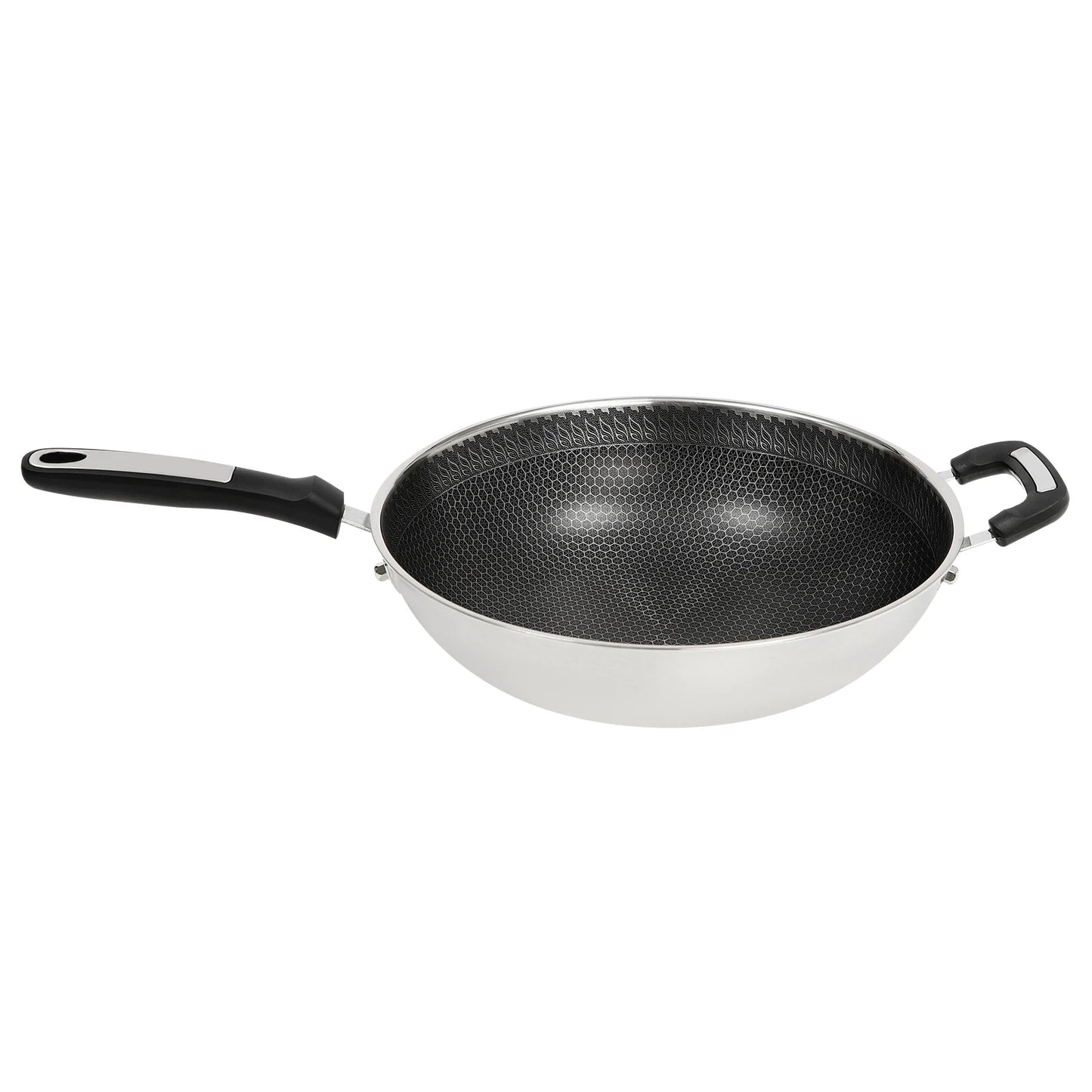 32cm Stainless Steel Wok with Honeycomb Coating