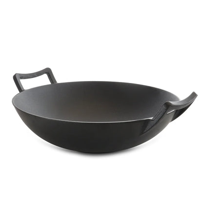 Heavy Duty Cast Iron Wok  Wooden Lid