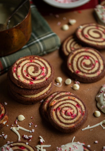 Chocolate Peppermint Pinwheel Cookies