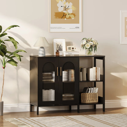 Modern Sideboard Buffet Cabinet with Glass Doors