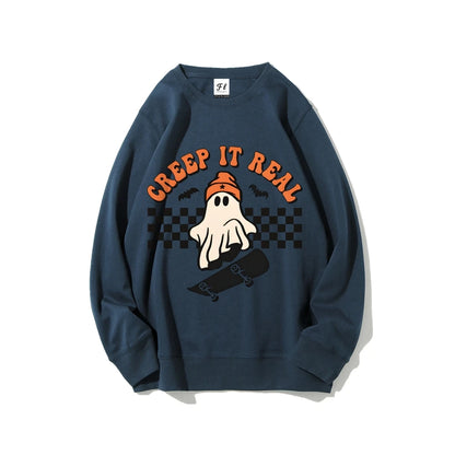 Halloween Creep It Real Sweatshirts Ghost Skateboarding