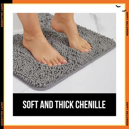 Soft Gray Bath Mat, Thick Chenille