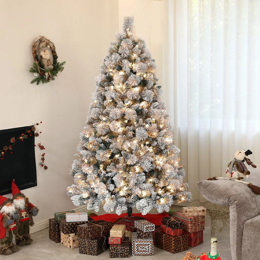 6.5 ft Prelit Flocked Artificial Christmas Tree