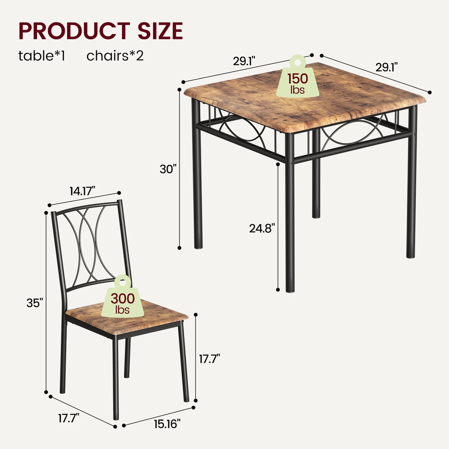 Dining Table Set for 2