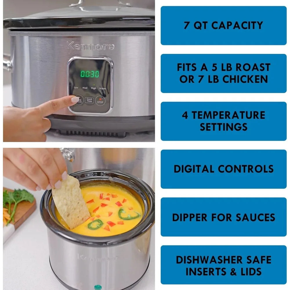 7 Quart Programmable Slow Cooker with Dipper