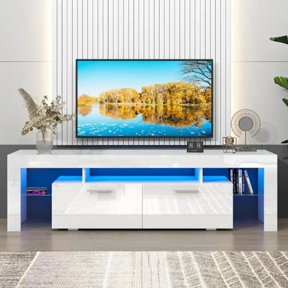 TV Stand for TV up to 70", Living Room Entertainment Center with RGB LED Lights and Storage Shelves Furniture