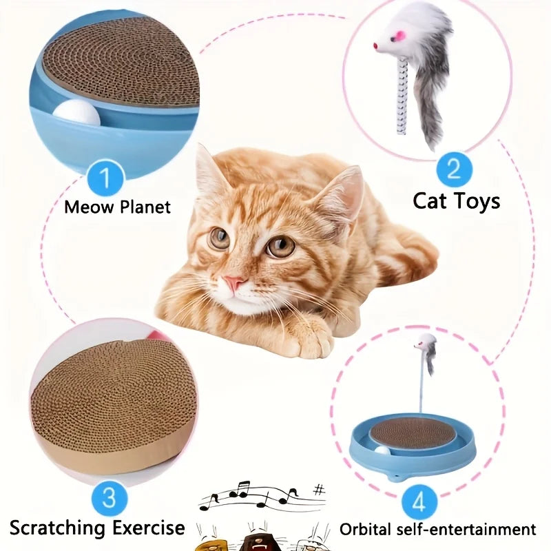 Scratching Cat Toy with Ball Track and Spring