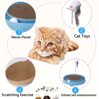 Scratching Cat Toy with Ball Track and Spring