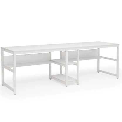 Tribesigns Two Person Desk with Bookshelf, 78.7 Computer Office Double Desk for Two Person, Rustic Writing Desk Workstation