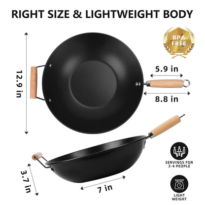 Easy Clean Carbon Steel Non-Stick Wok