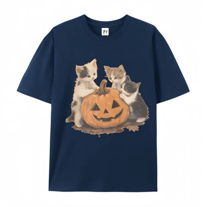 Kitty Halloween Pumpkin  Cute Animal Tee