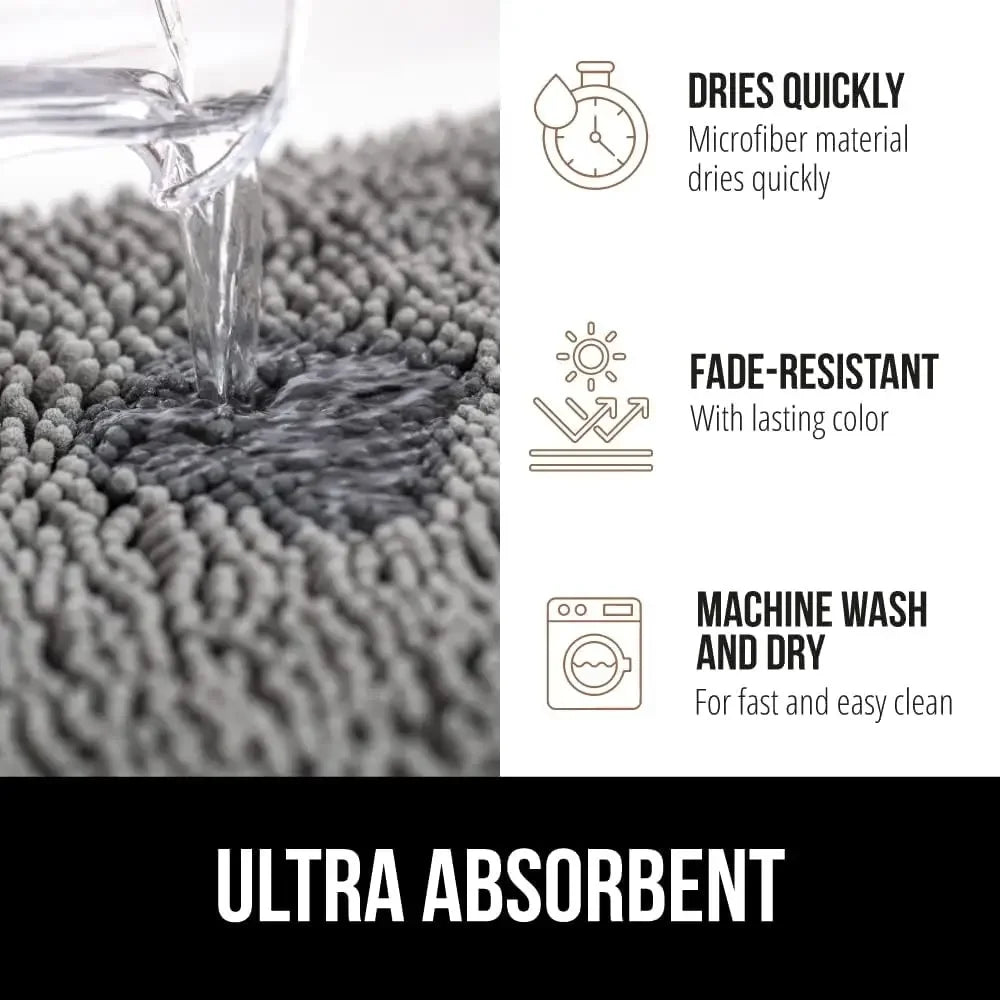 Soft Gray Bath Mat, Thick Chenille
