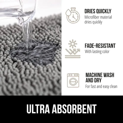 Soft Gray Bath Mat, Thick Chenille