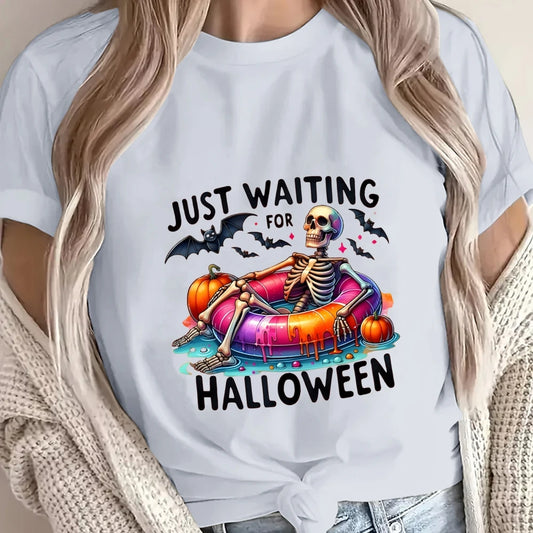 Just Waiting For Halloween Skeleton T-shirt