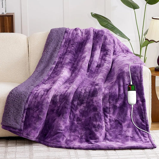 Purple Faux Fur Heated Electric Blanket