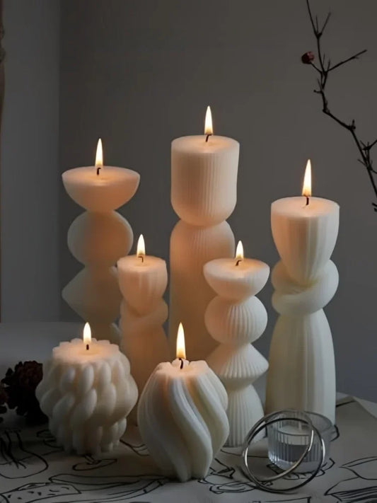 Aromatherapy Candles, Large Pillar Ribbed Decorative Candles