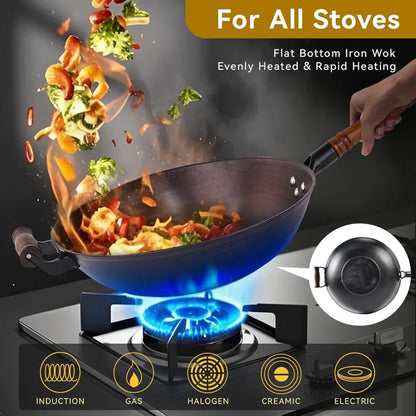 Large Wok Stir Fry Pan Flat Bottom