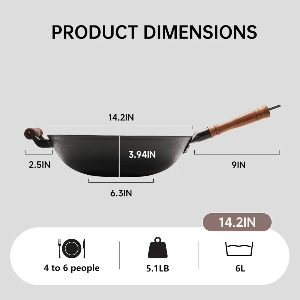 Large Wok Stir Fry Pan Flat Bottom