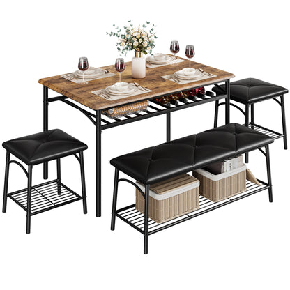 Dining Table Set  with Upholstered Bench