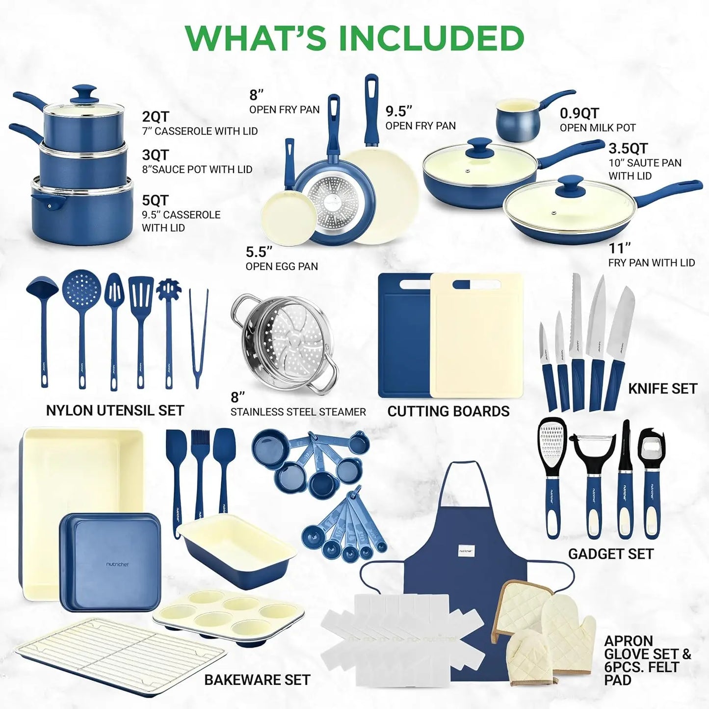 54 Piece Professional Grade Kitchen Cookware Set