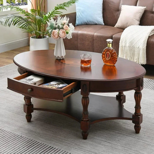 Solid Wood Coffee Table with Drawer