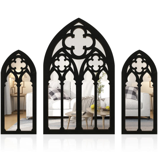 3-piece set of Gothic cathedral window mirrors