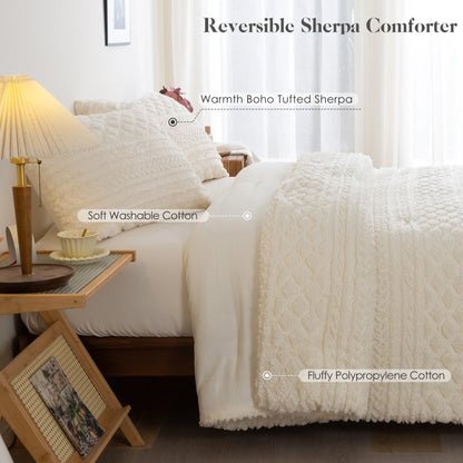 Plush Fleece Sherpa Cotton Fluffy Comforter Set