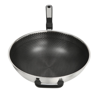 32cm Stainless Steel Wok with Honeycomb Coating