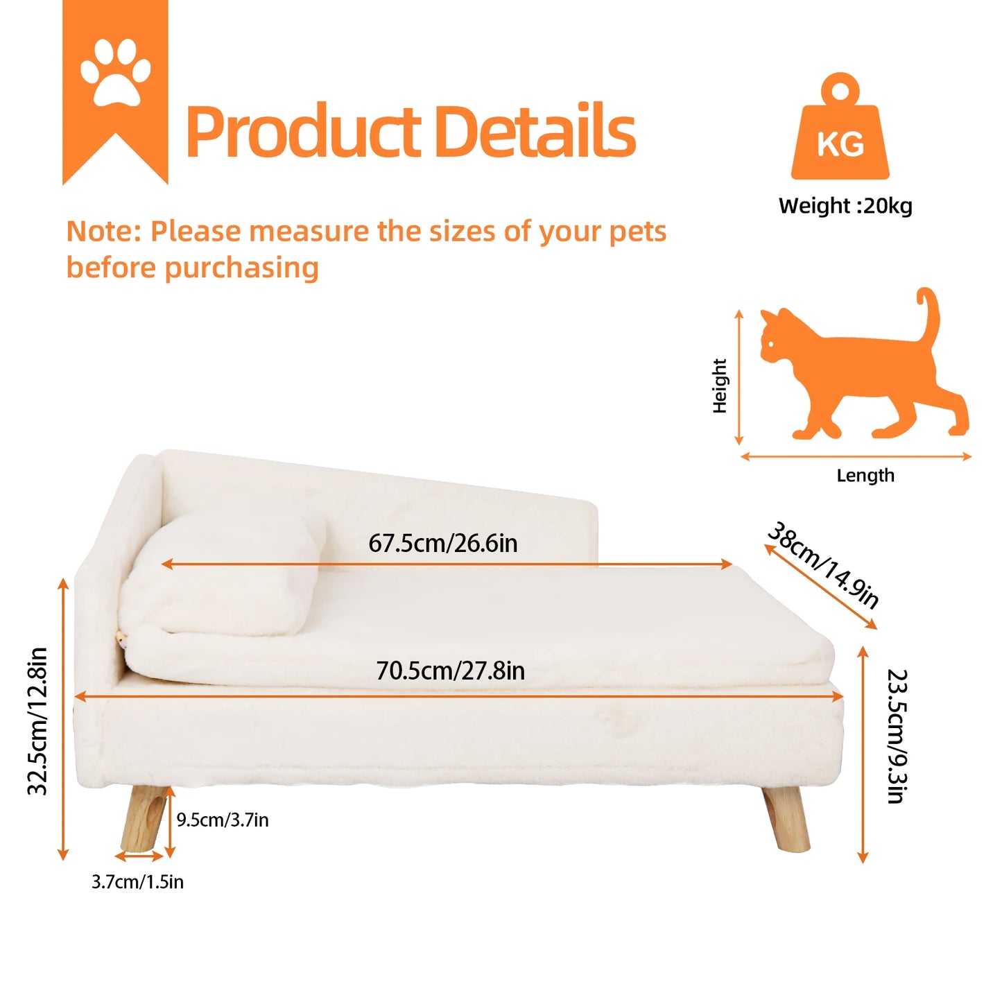 Elevated Pet Bed, with Cozy Pad Waterproof,