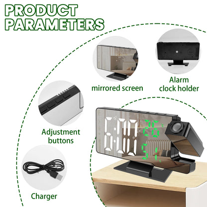 Projection digital alarm clock 180 ° arm projection
