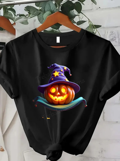 Plus Size Round Neck  Halloween  T-Shirt Women